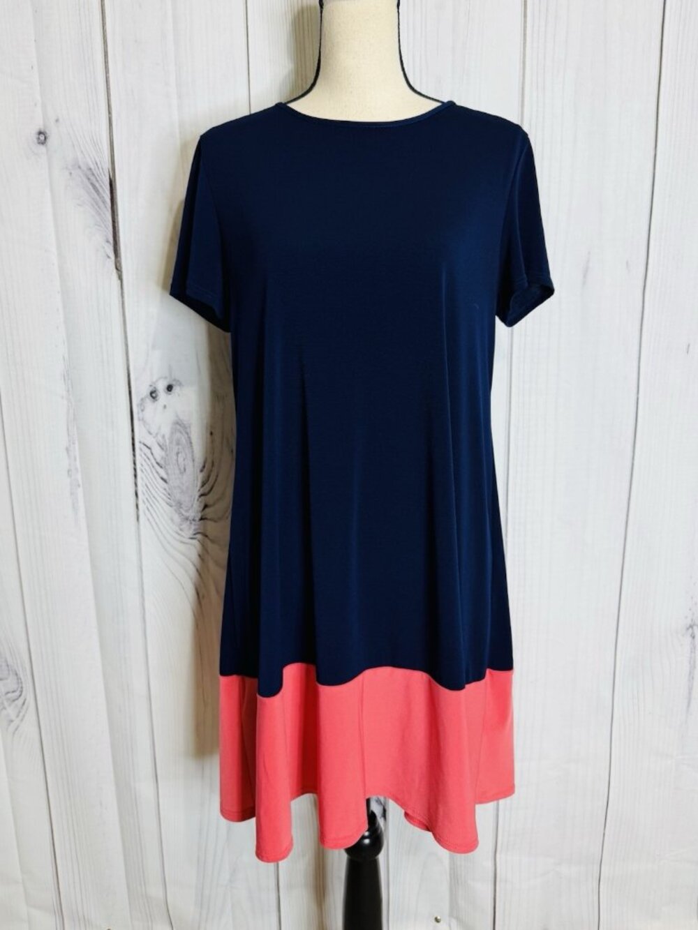 Annalee + Hope Women's Navy Pike Short Sleeve Sheath Dress Size Large